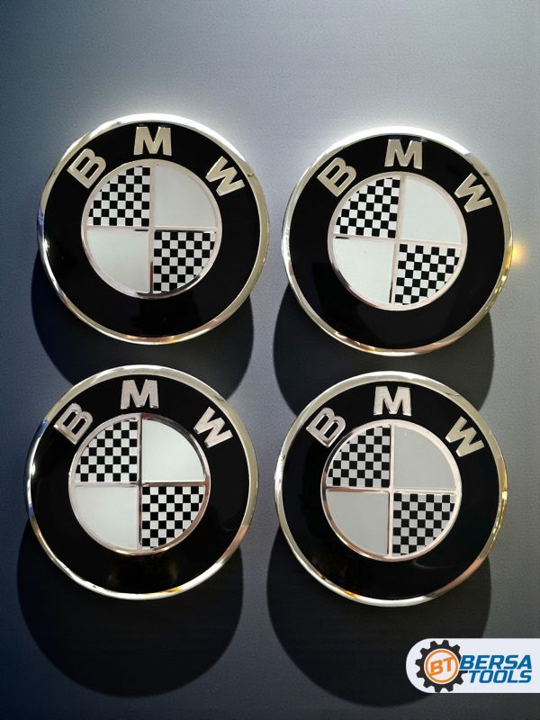 Наклейки на колесные диски, 56 мм, BMW шахматы (5 шт)