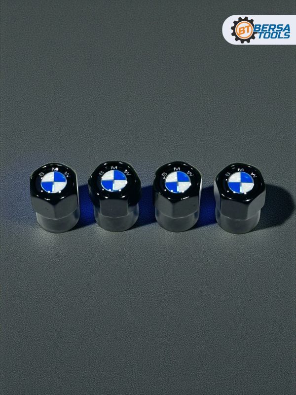 Колпачки на ниппель с эмблемой BMW черные, 4 шт