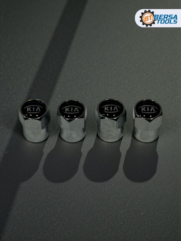 Колпачки на ниппель с эмблемой KIA хром, 4 шт