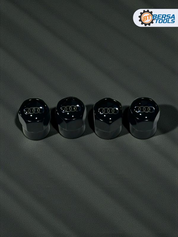 Колпачки на ниппель с эмблемой Audi черные, 4 шт