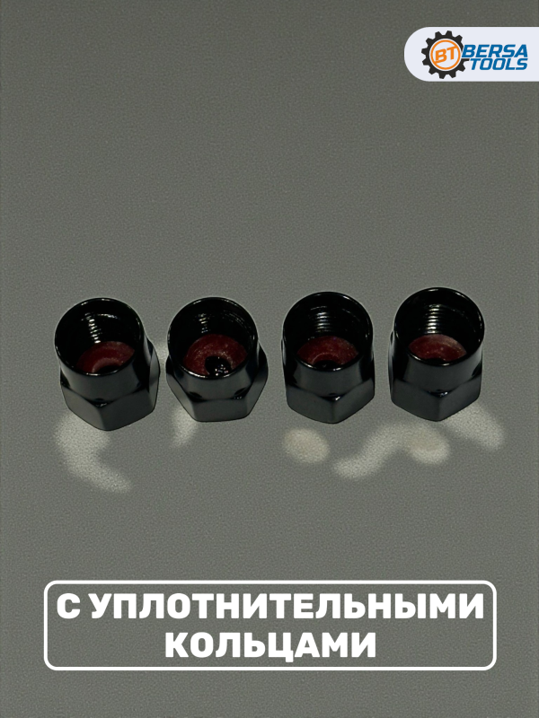 Колпачки на ниппель с эмблемой Honda черные, 4 шт