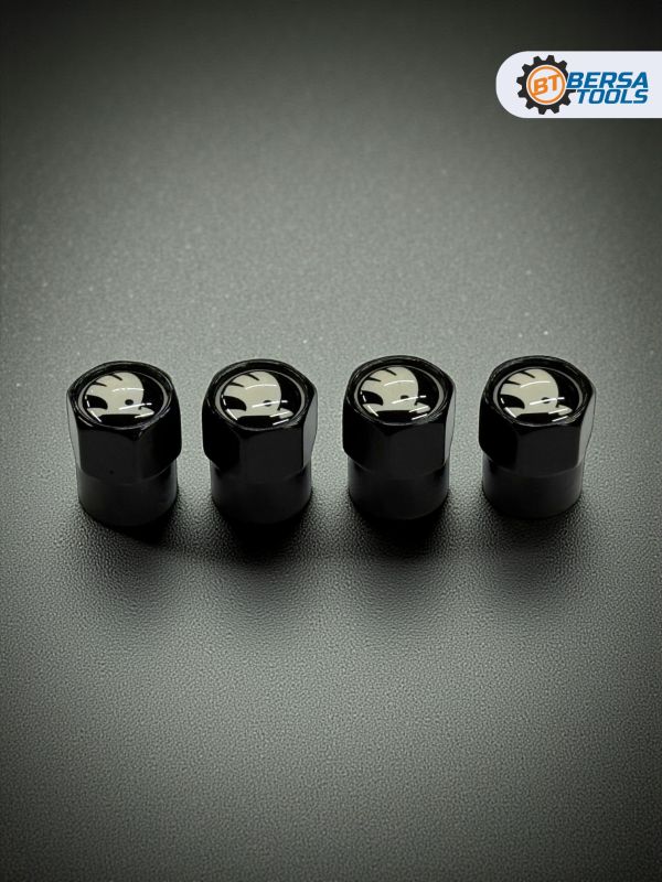 Колпачки на ниппель с эмблемой Skoda черные, 4 шт