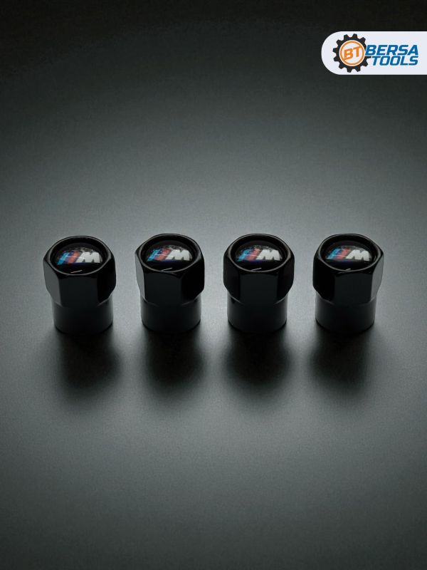 Колпачки на ниппель с эмблемой BMW M-Series черные, 4 шт