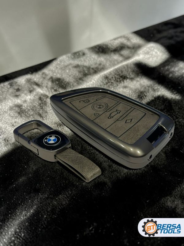 Алюминиевый чехол для смарт-ключ BMW (4 кнопки), серый