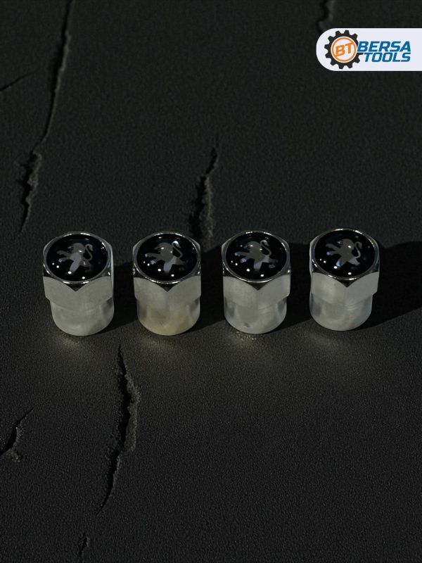 Колпачки на ниппель с эмблемой Peugeot хром, 4 шт