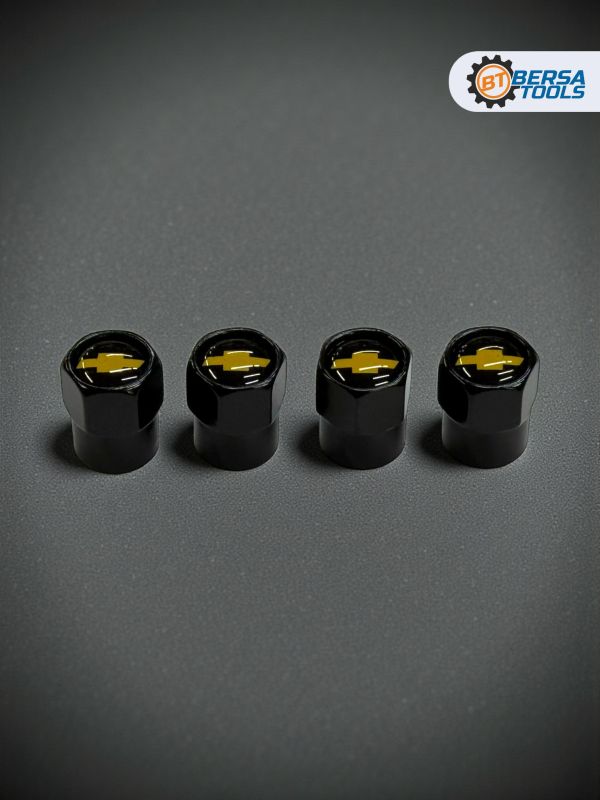 Колпачки на ниппель с эмблемой Chevrolet черные, 4 шт
