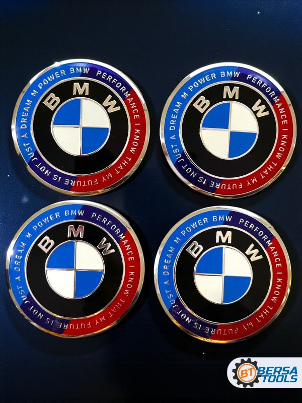 Наклейки на колесные диски, 60 мм, BMW с надписью (5 шт)
