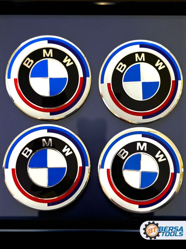 Наклейки на колесные диски, 60 мм, BMW с полосками (5 шт)