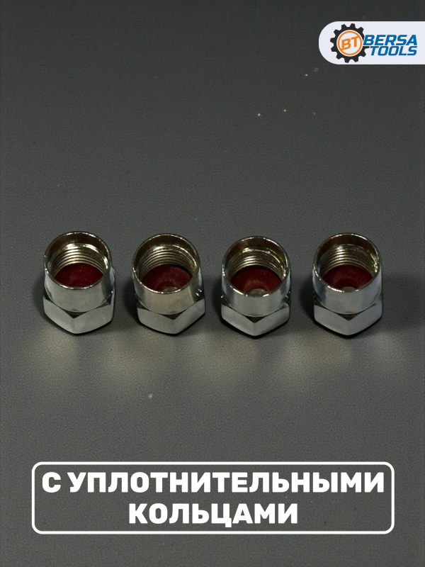 Колпачки на ниппель с эмблемой CHERY хром, 4 шт