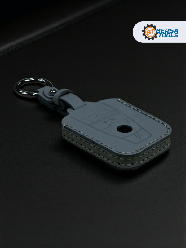 Кожаный чехол для ключа BMW i3, i8 серого цвета