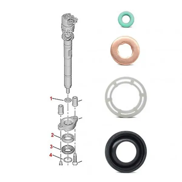 Ремкомплект для 4х форсунок Citroen, Peugeot, Ford 1.6HDI / 1.6TDCI (1314368, 1318562, 1317370)