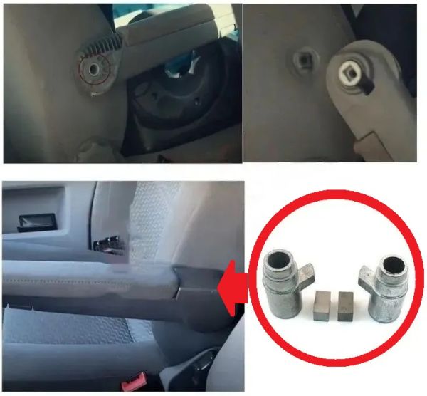 Втулки регулятора подлокотника (правая и левая) для VW Transporter T5 T6 (7H0883081,7H0881082)